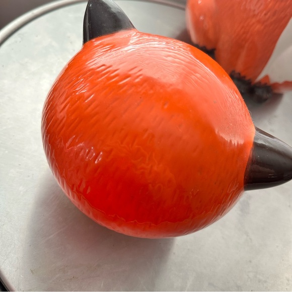 Vintage World Market Orange and White Fox Large Ceramic Canister Rare Collect - Picture 9 of 16